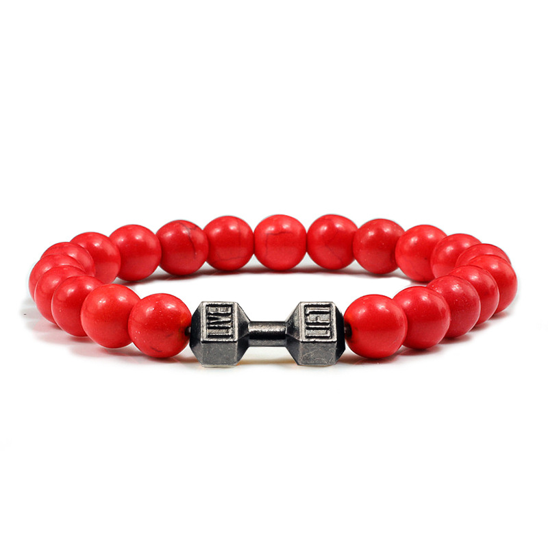 Turquoise Energy Gun Black Electroplated Alloy Barbell Bracelet - Picture 16 of 17