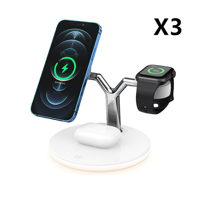 Chargeur sans fil magnétique 3 en 1 avec station de charge rapide pour chargeur Mag-safe - Photo 36 sur 44