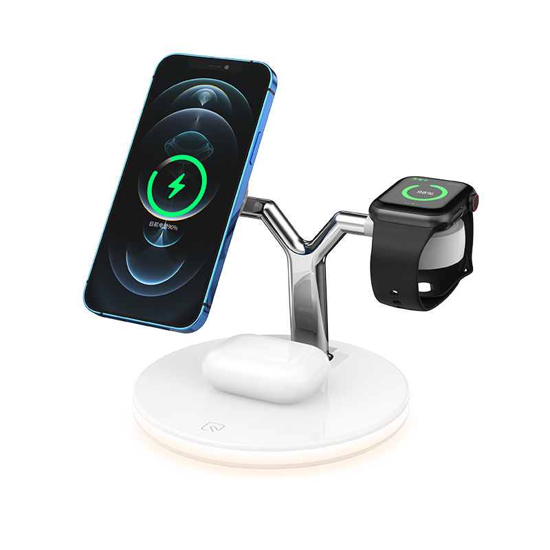 Chargeur sans fil magnétique 3 en 1 avec station de charge rapide pour chargeur Mag-safe - Photo 37 sur 44
