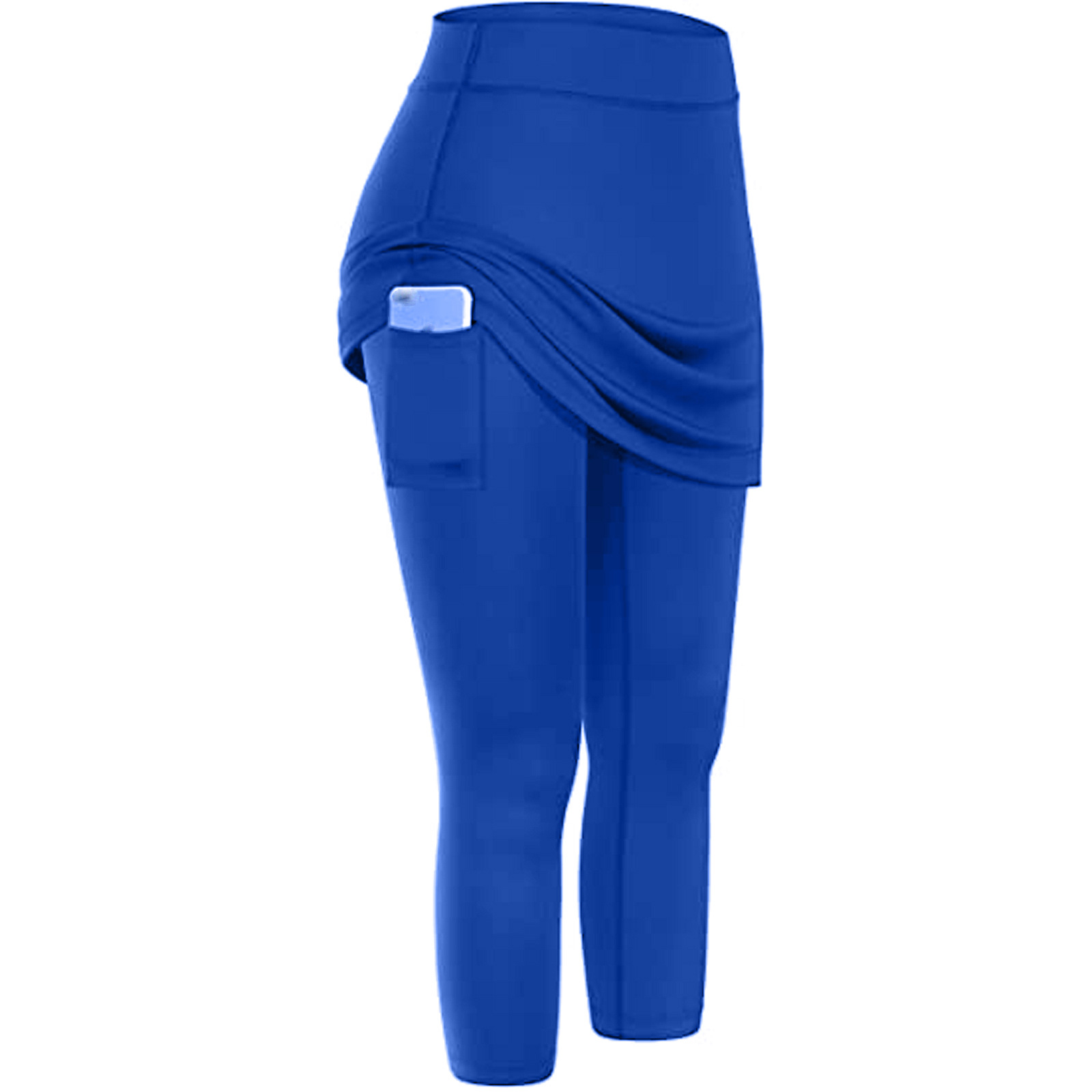 Women Tennis Skirted Leggings Pockets Elastic Sports Yoga Capris Skirts Legging - Picture 9 of 13
