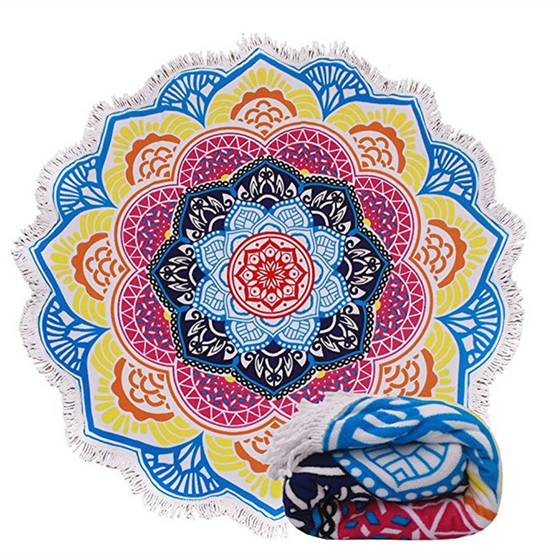 Mikrofaser Strandtuch handbemalt Mandala Strandtuch Kissen - Bild 4 von 5