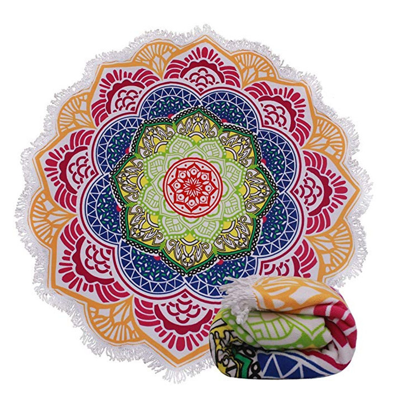 Mikrofaser Strandtuch handbemalt Mandala Strandtuch Kissen - Bild 3 von 5
