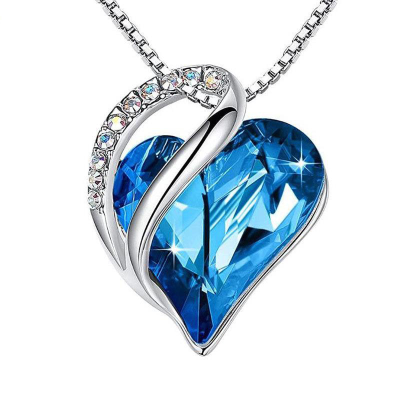 Edle 925 Silber Herzkette funkelnde Kristalle Halskette Damen Frauen Geschenk - Bild 6 von 12