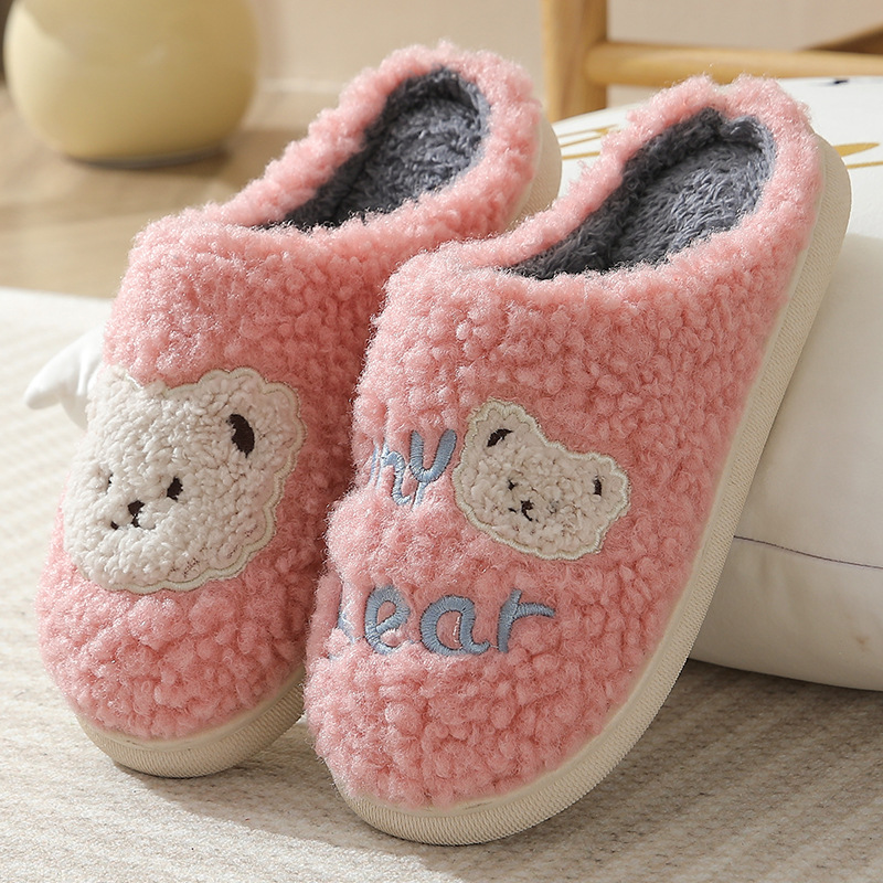 Bear Slippers Winter Warm House Shoes For Women Couple - Picture 9 of 10