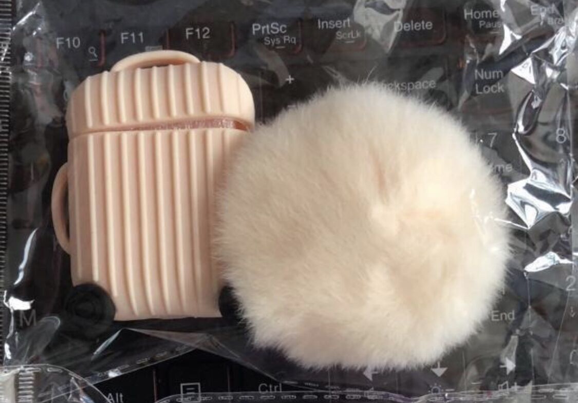 Compatible with Apple, Suitcase AirPods Case Pom Pom Bundle