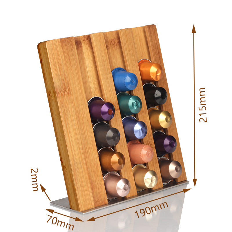 Bamboo Coffee Capsule Storage Tidy Modern Sleek Timber Organised Stackable Clean - Picture 3 of 3