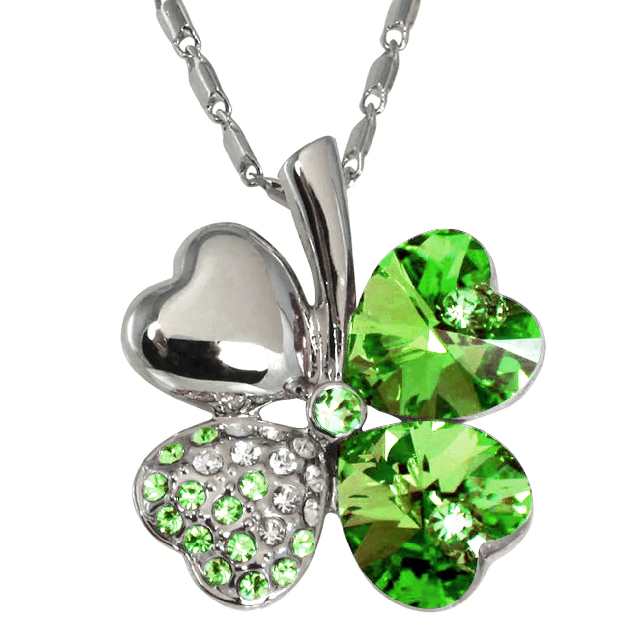 Crystal Clover Necklace for Luck and Love Charm
