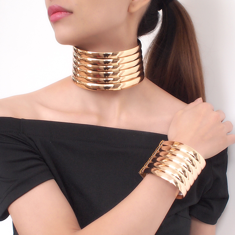 Exaggerated necklace choker bracelet set - Picture 11 of 11
