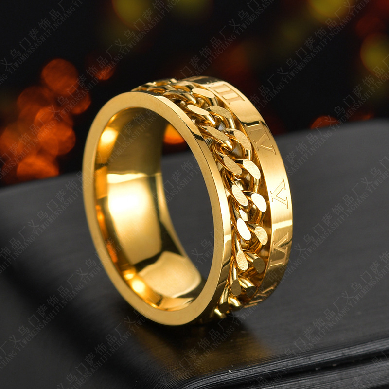 Römische Buchstaben Kette Ringe Herren Digital Titan Stahl Ring - Bild 8 von 9