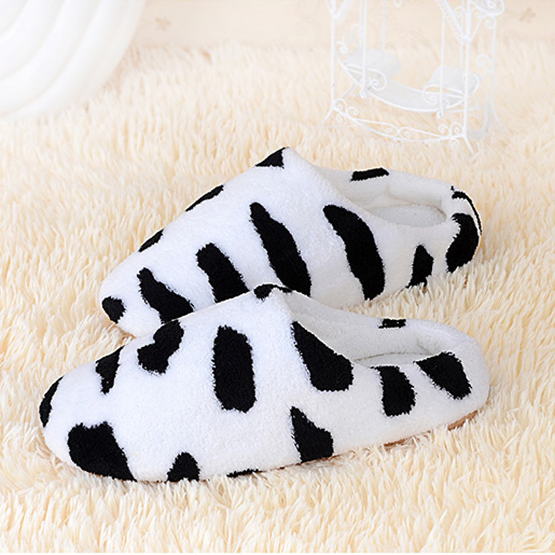 Cow Print; Kisses; Bedroom slippers; soft; fluffy; Suede cotton slippers