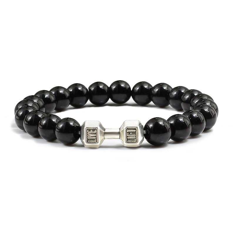 Turquoise Energy Gun Black Electroplated Alloy Barbell Bracelet - Picture 13 of 17