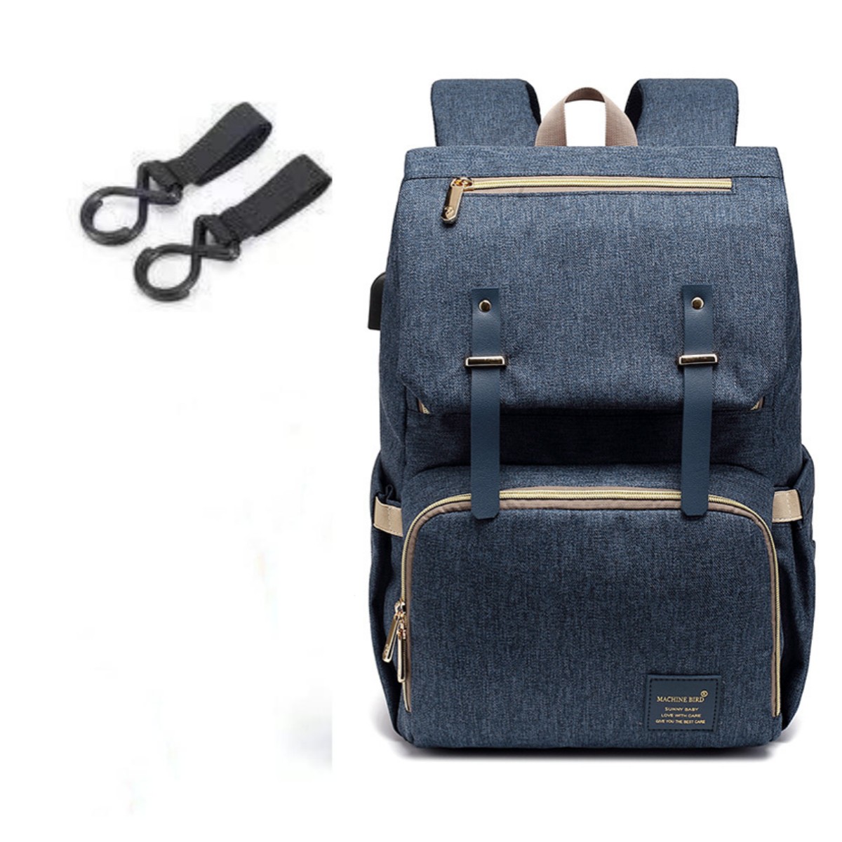 Diaper Baby Backpack Hang on Stroller with USB Phone Charge Interface Waterproof