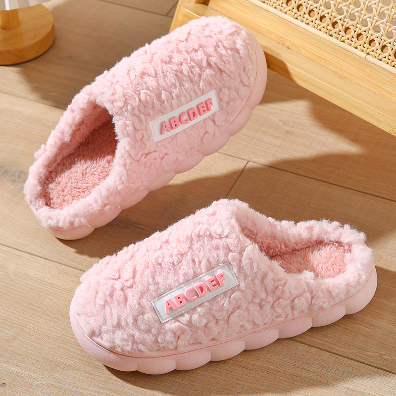 New Letter Home Slippers Autumn And Winter Indoor Non-slip Thick-soled Fur Slipp - Picture 10 of 10