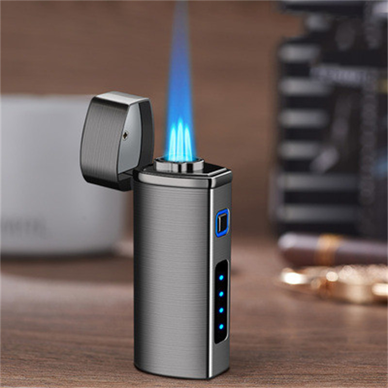 High Firepower Three Straight Spray Blue Flame Cigar Condenser Lighter Creative - Picture 4 of 9