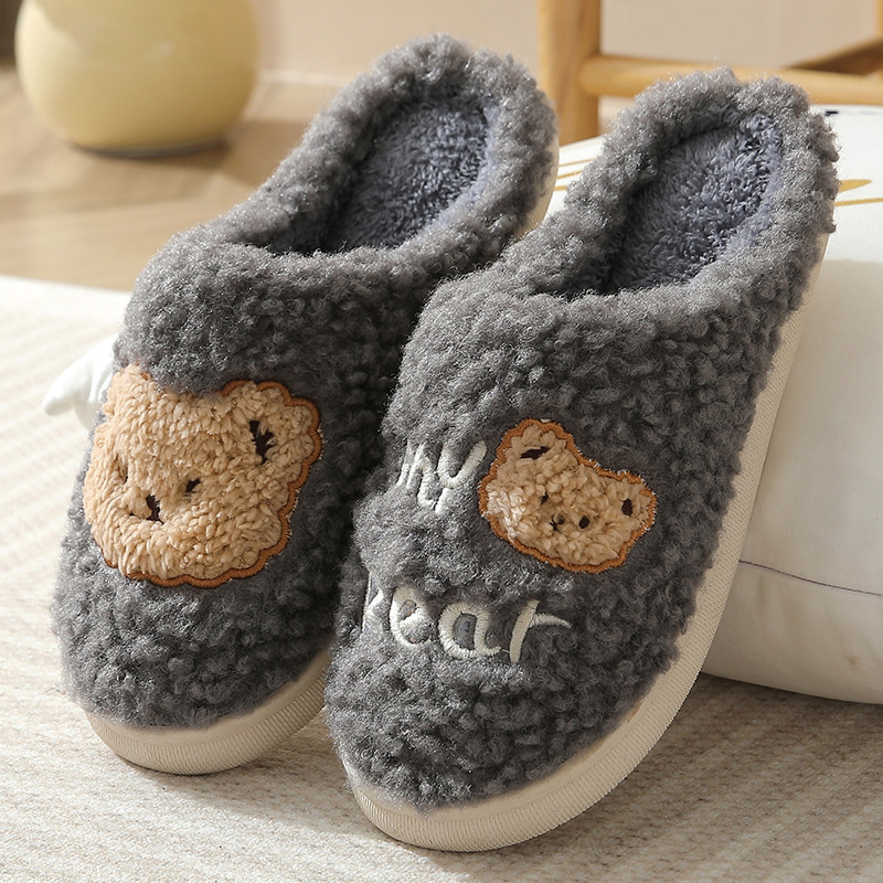 Bear Slippers Winter Warm House Shoes For Women Couple - Picture 8 of 10