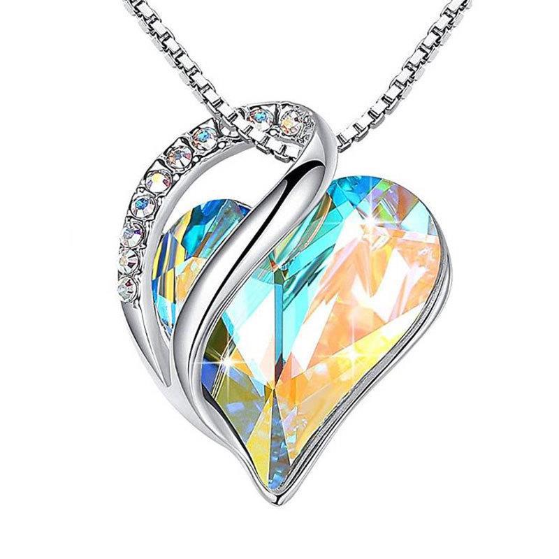 Edle 925 Silber Herzkette funkelnde Kristalle Halskette Damen Frauen Geschenk - Bild 9 von 12