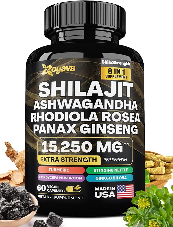 Shilajit Pure Himalayan 9000MG, Energy Booster Ashwagandha 2000MG, Rhodiola Rose