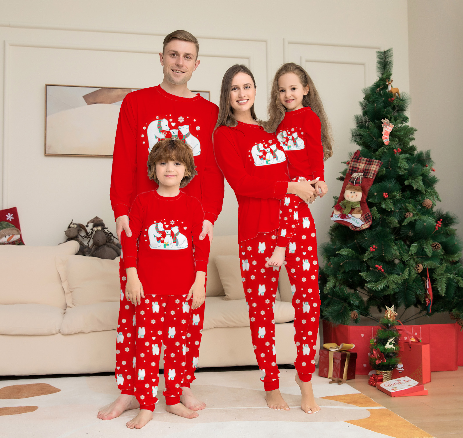 Christmas Family Pajamas Matching Sets Christmas Sleepwear Parent-Child Pjs Outf - Picture 5 of 5