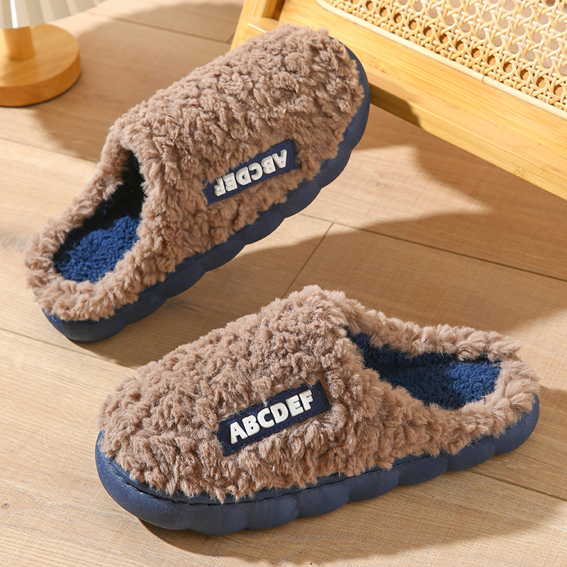 New Letter Home Slippers Autumn And Winter Indoor Non-slip Thick-soled Fur Slipp - Picture 7 of 10