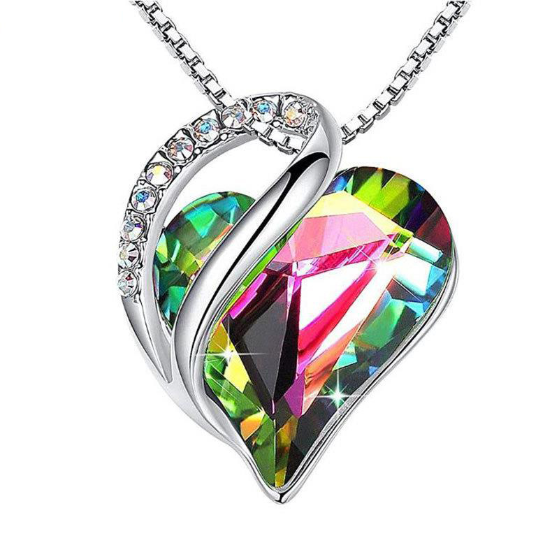 Edle 925 Silber Herzkette funkelnde Kristalle Halskette Damen Frauen Geschenk - Bild 7 von 12
