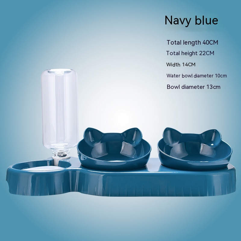 Plastic Double Bowl Anti Roll Pet Products For Cats - Picture 11 of 14