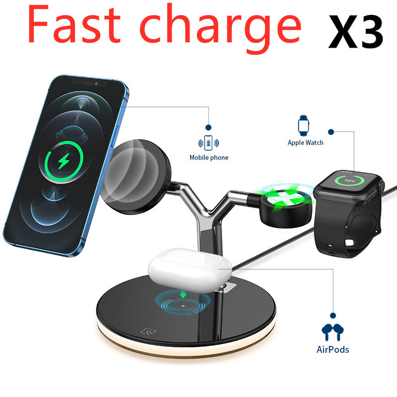 Chargeur sans fil magnétique 3 en 1 avec station de charge rapide pour chargeur Mag-safe - Photo 8 sur 44