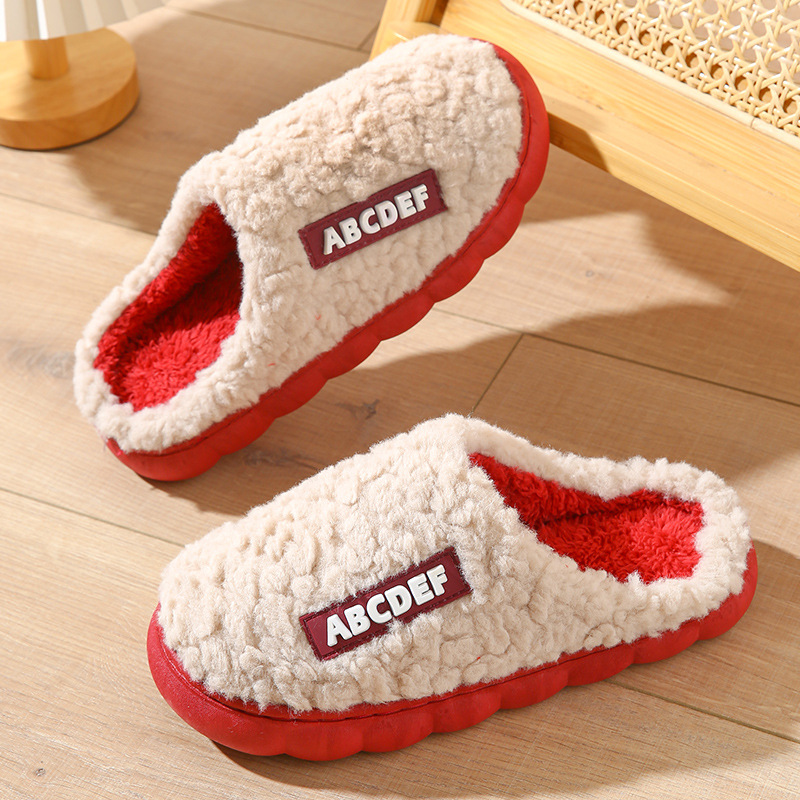 New Letter Home Slippers Autumn And Winter Indoor Non-slip Thick-soled Fur Slipp - Picture 6 of 10