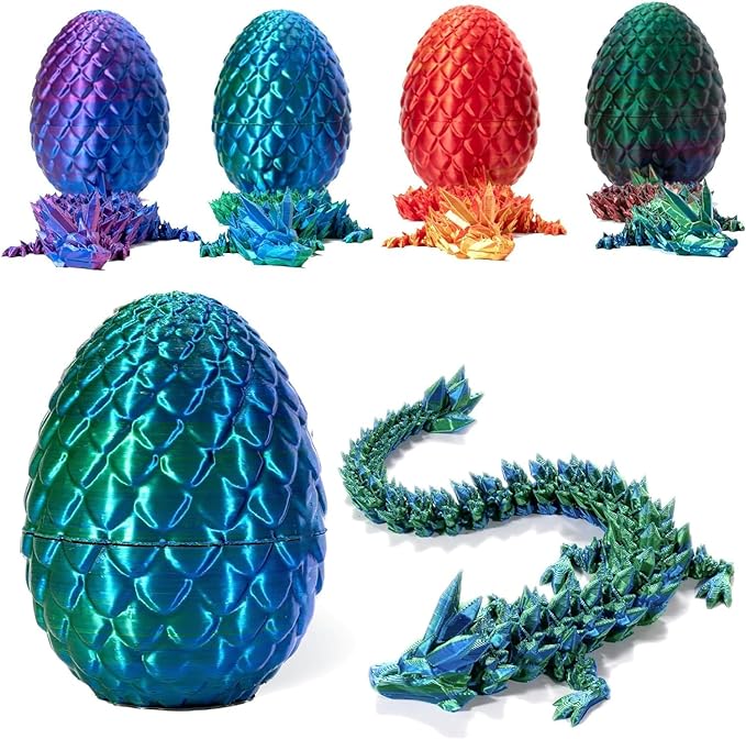 3D-gedruckter Drache im Ei, vollgelenkiger Drache Kristalldrache mit Drachenei, - Bild 11 von 15