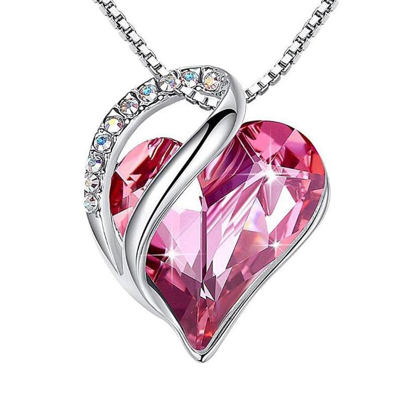 Edle 925 Silber Herzkette funkelnde Kristalle Halskette Damen Frauen Geschenk - Bild 11 von 12