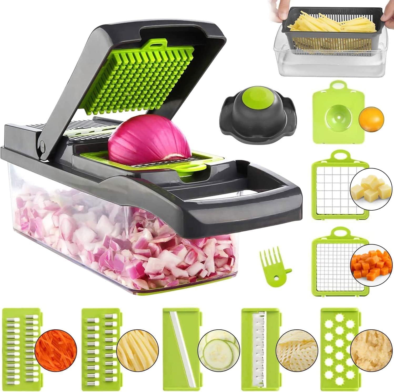 Vegetable Chopper 14 In 1 Mandoline Slicer Multi-Function Kitchen  7 Replaceable