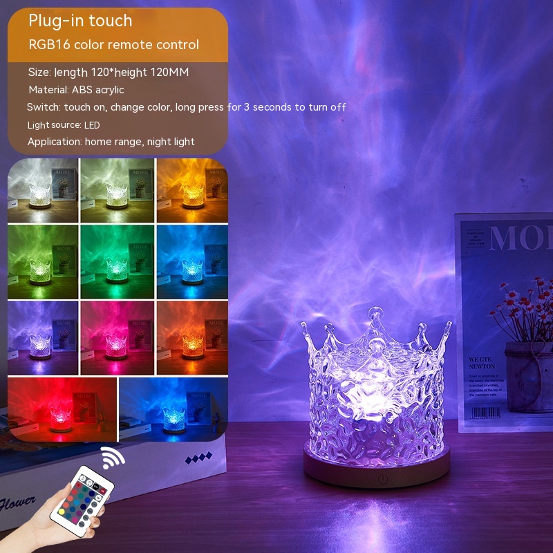 LED Water Ripple Ambient Night Light Led Crystal Table Lights Decor  Projection