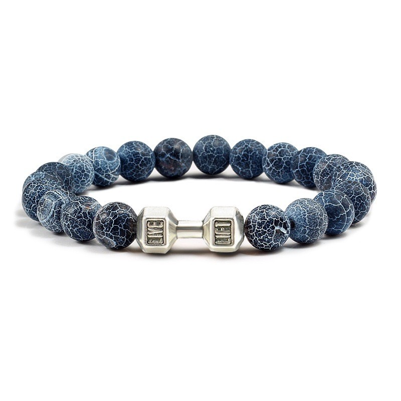 Turquoise Energy Gun Black Electroplated Alloy Barbell Bracelet - Picture 11 of 17