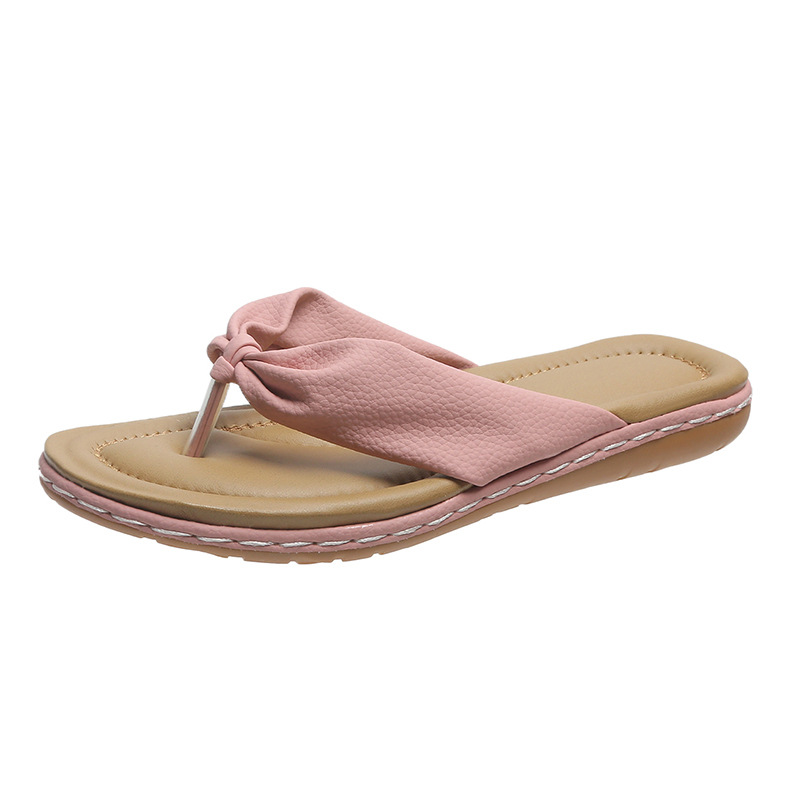 Clip Toe Bow Slippers Summer Flat Beach Shoes Flip Flops Sandals For Women - Picture 11 of 11