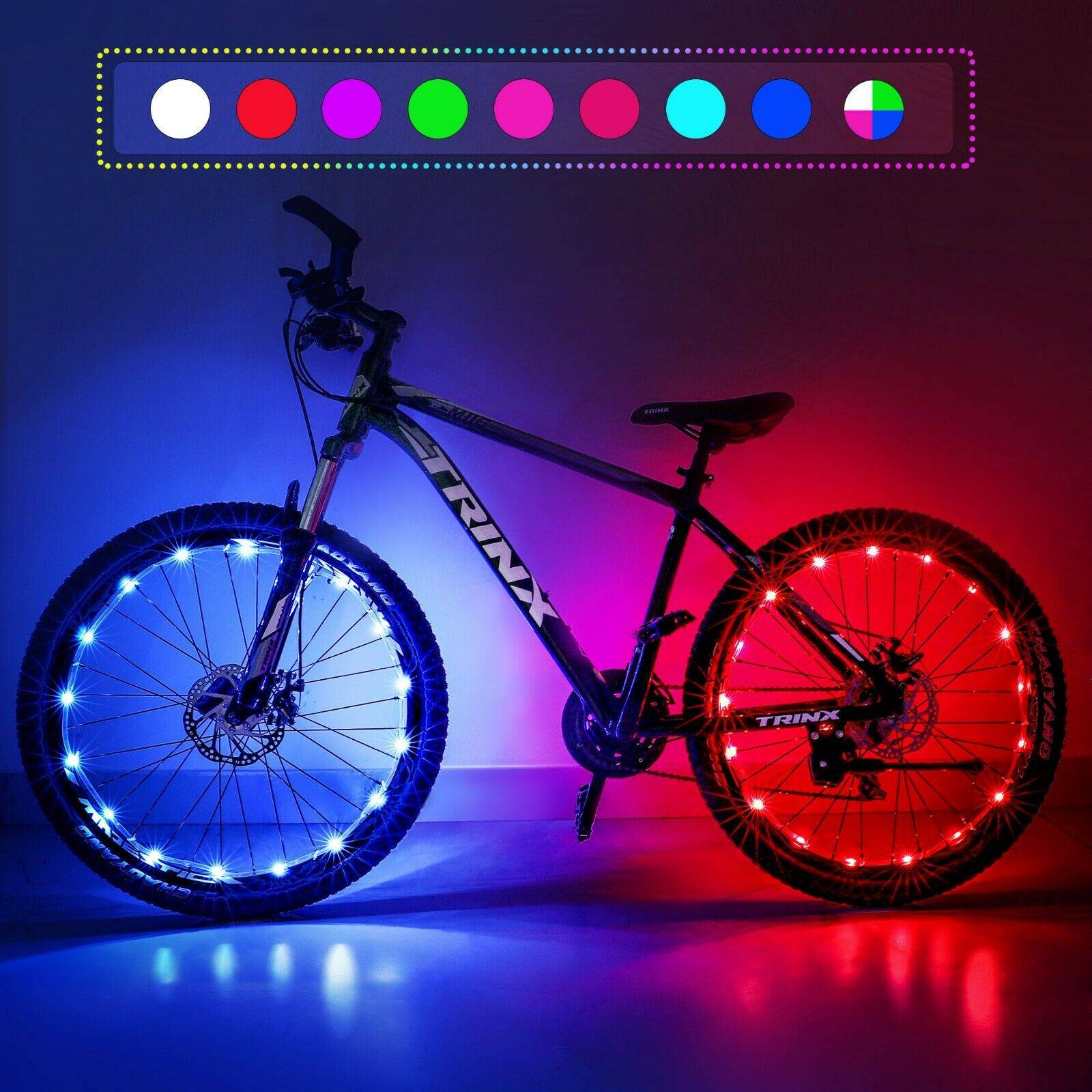 2 Pack LED Bicycle Wheel Light Multi Colors RGB Motion Display Waterproof