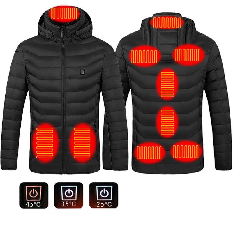 Men Heated Puffer Jacket Electric Heating Coat Insulated Hood Windbreaker 9Heat - Picture 10 of 21