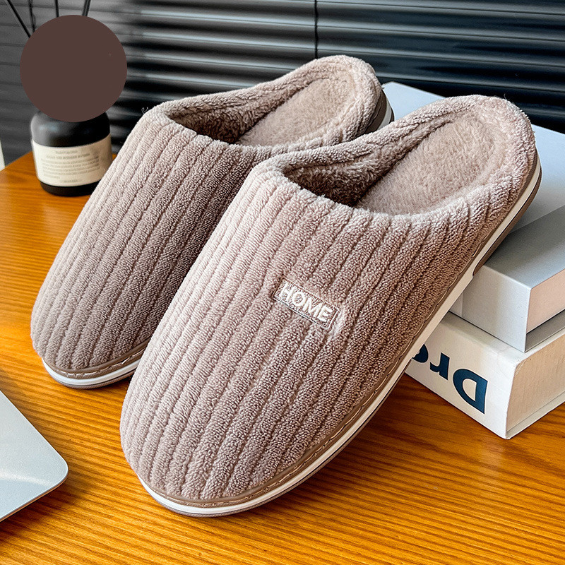 Solid Color Simple Cotton Slippers Winter Non-slip Home Warm Plush Slippers Hous - Picture 9 of 12