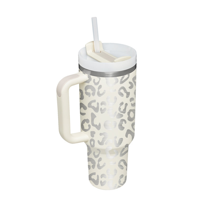 Christmas Thermal Mug 40oz Straw Coffee Insulation Cup With Handle Portable  Car