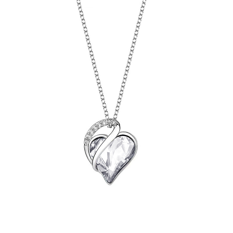 Edle 925 Silber Herzkette funkelnde Kristalle Halskette Damen Frauen Geschenk - Bild 12 von 12