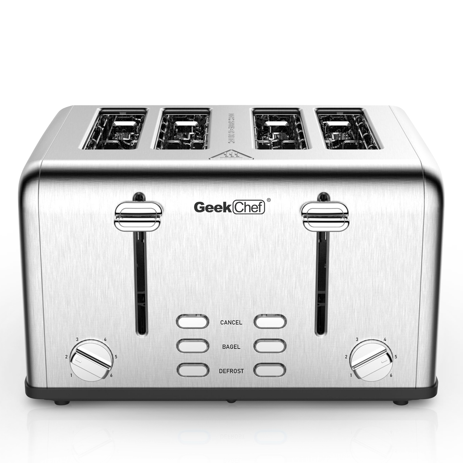 Toaster 4 Scheiben, Geek Chef Edelstahl extra breiter Schlitz Toaster mit Dual Con - Bild 11 von 11