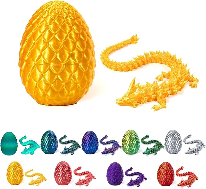3D-gedruckter Drache im Ei, vollgelenkiger Drache Kristalldrache mit Drachenei, - Bild 14 von 15