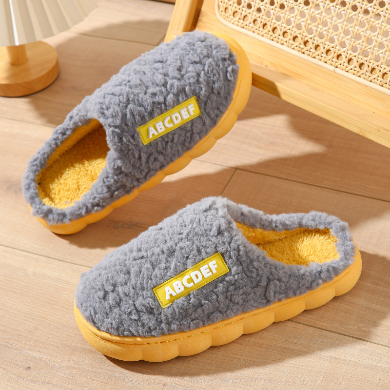New Letter Home Slippers Autumn And Winter Indoor Non-slip Thick-soled Fur Slipp - Picture 8 of 10