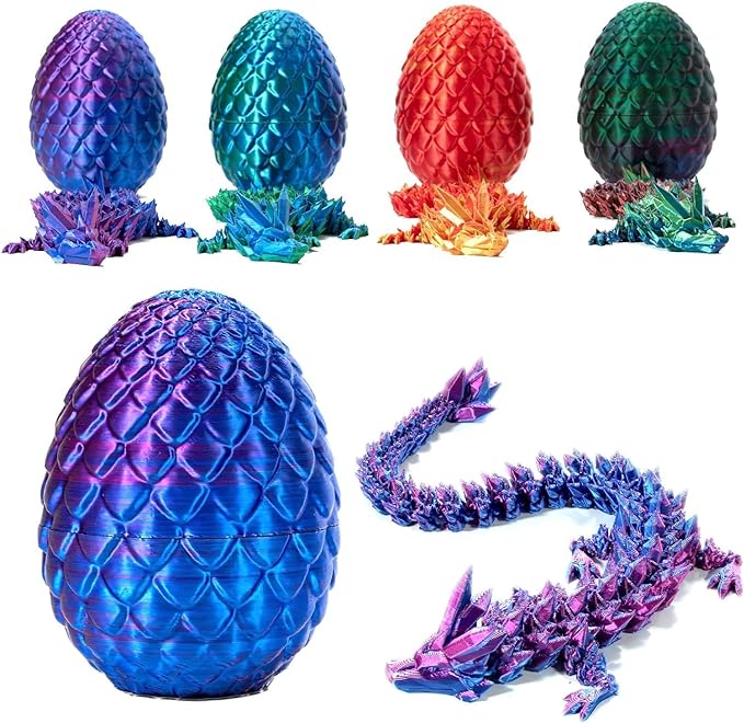3D-gedruckter Drache im Ei, vollgelenkiger Drache Kristalldrache mit Drachenei, - Bild 12 von 15