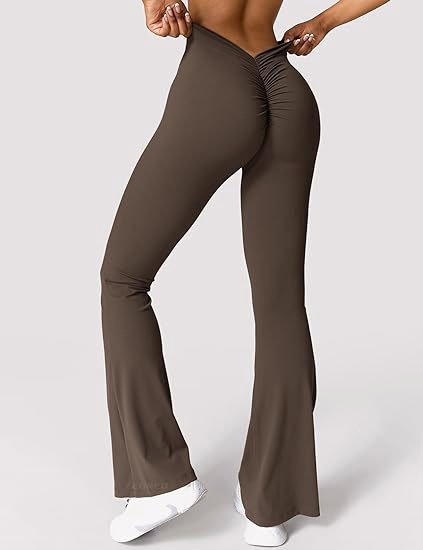 Solid Bell Bottom Yoga Pants, High Waist Fitness Leg Pants, Women's Activewear - Picture 9 of 30