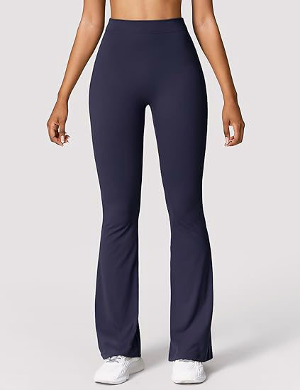 Solid Bell Bottom Yoga Pants, High Waist Fitness Leg Pants, Women's Activewear - Picture 6 of 30