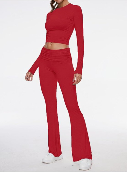 Womens 2 Piece Outfits Sets Long Sleeve Top and Pants Lounge Sets Tracksuit - Picture 9 of 11